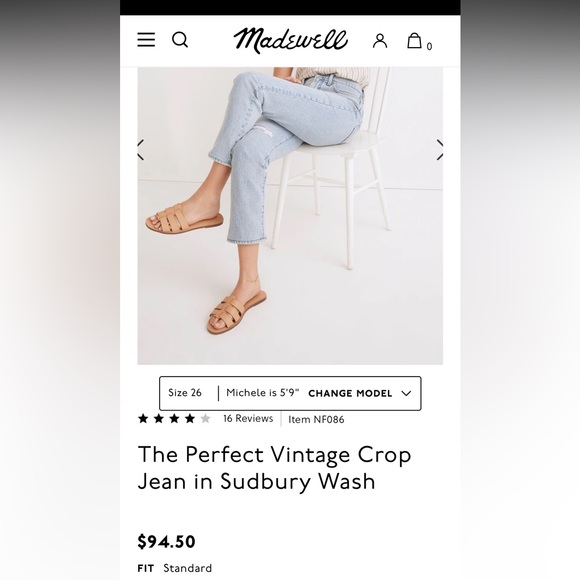 Madewell The Perfect Vintage Crop Jean in Sudbury Wash - Picture 5 of 9